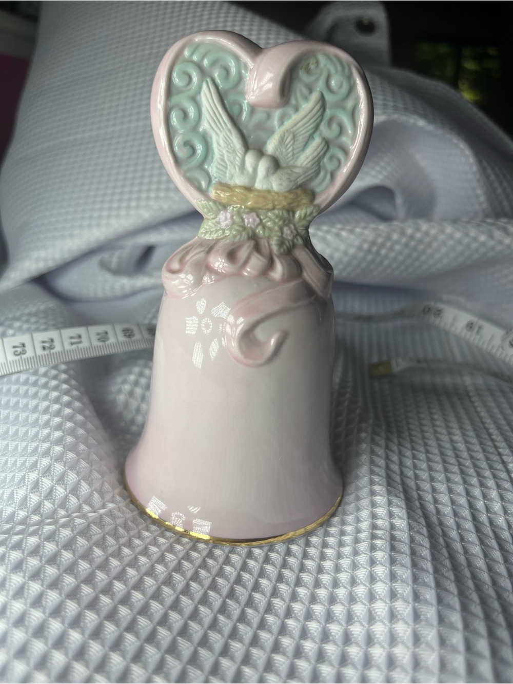 Adorable Vintage Porcelain 5 In. Keepsake Bell - Loves Beginnings By Avon